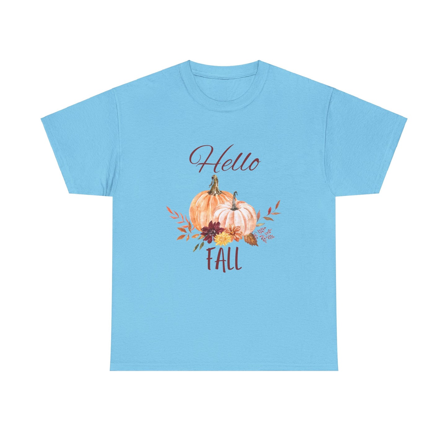 Hello Fall Unisex Tee - Fall Colors, Pumpkins, & Leaves