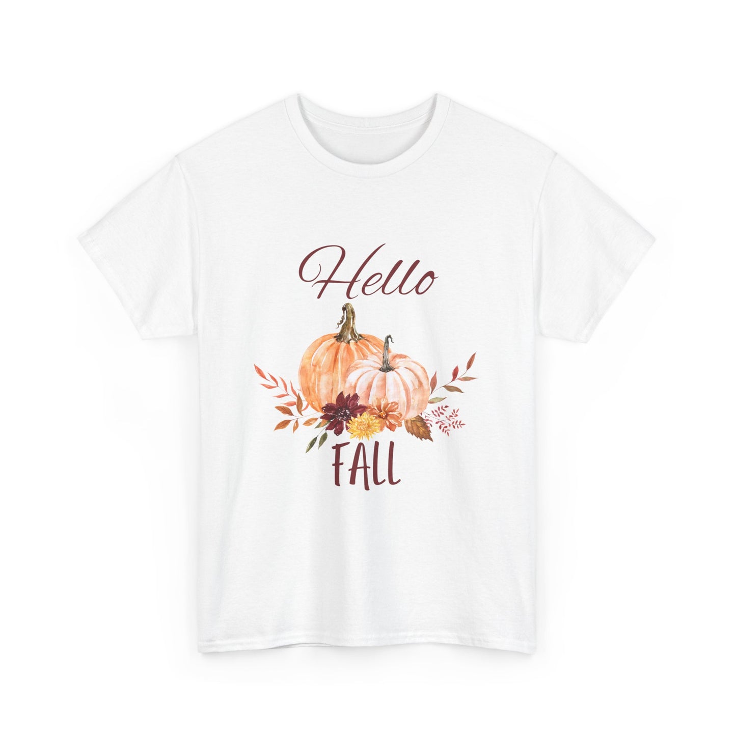 Hello Fall Unisex Tee - Fall Colors, Pumpkins, & Leaves