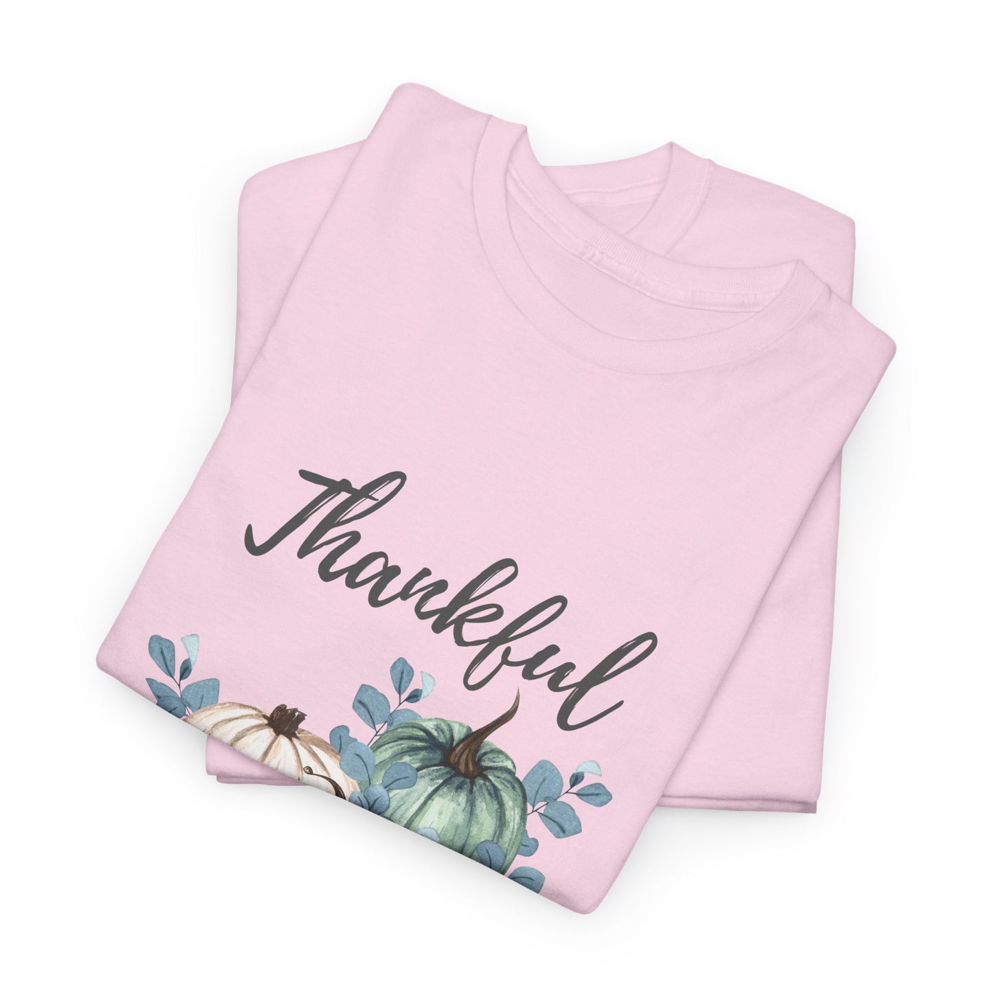 Thankful, Grateful & Blessed T-Shirt – Pumpkin & Leaves Design | Fall shirt | Fall clothing