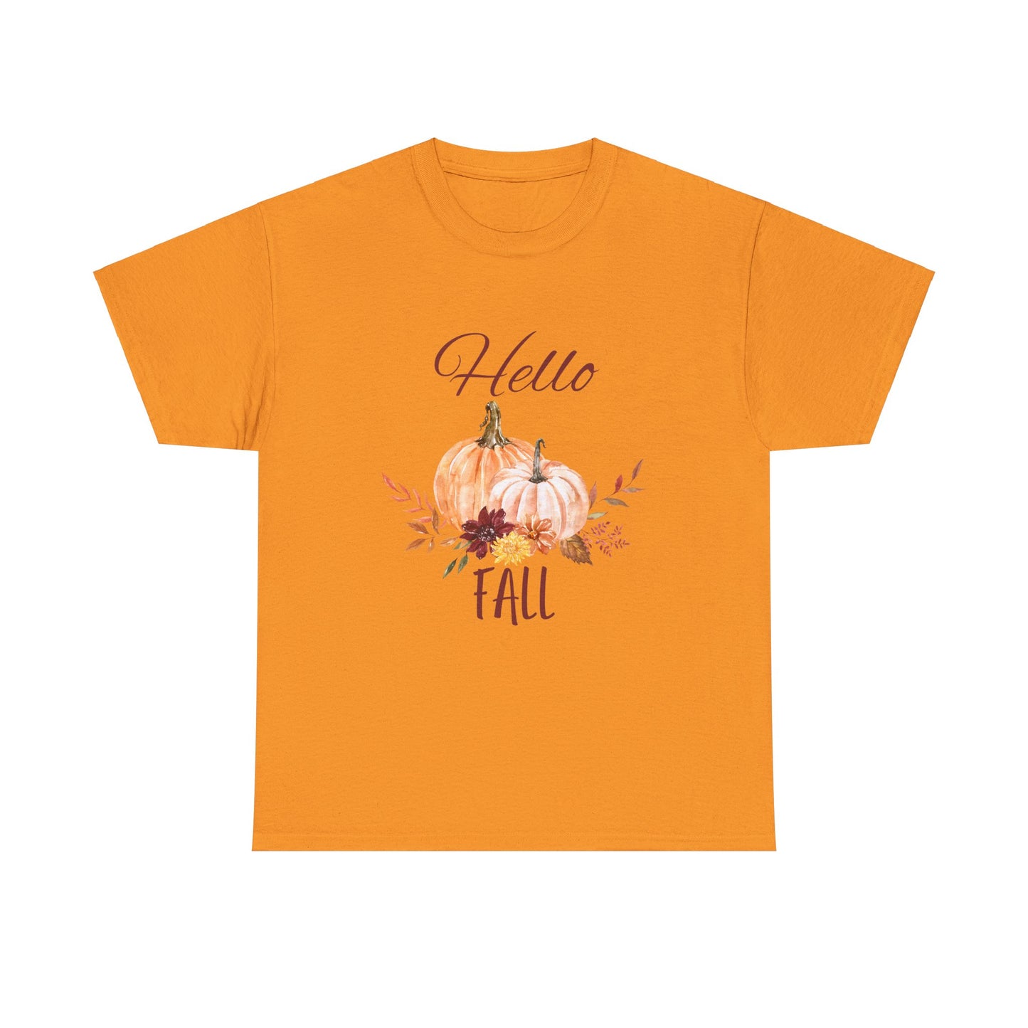 Hello Fall Unisex Tee - Fall Colors, Pumpkins, & Leaves