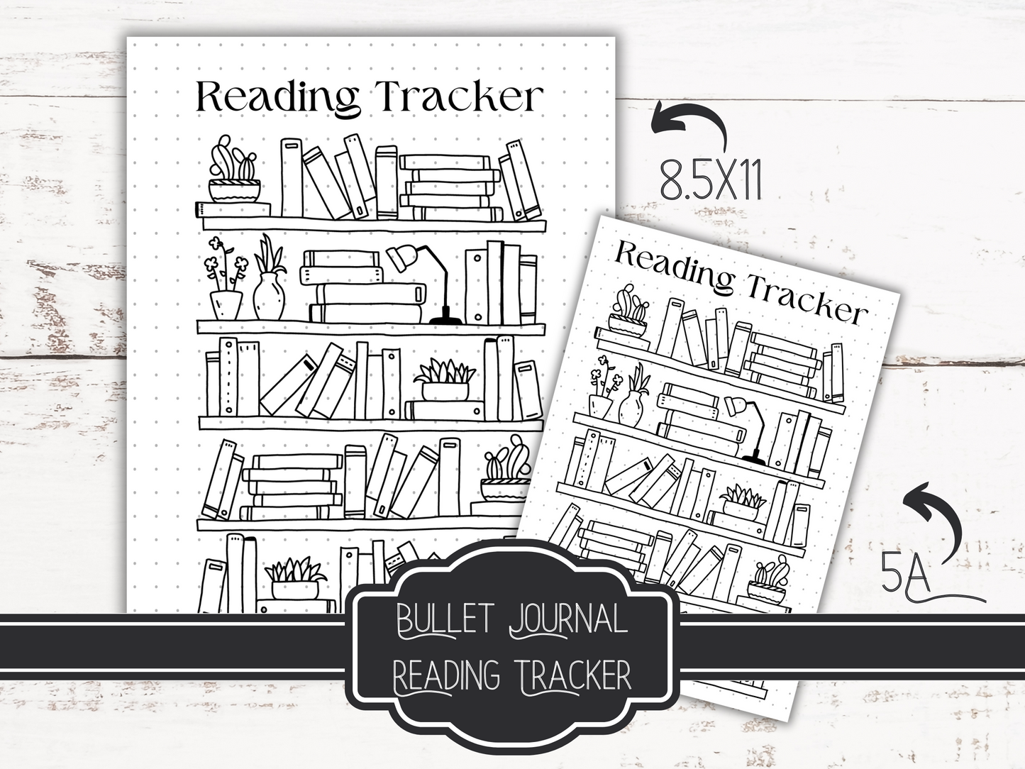 Reading Tracker | Bullet Journal Reading Tracker | PRINTABLE A5 journal page and 8.5x11 page