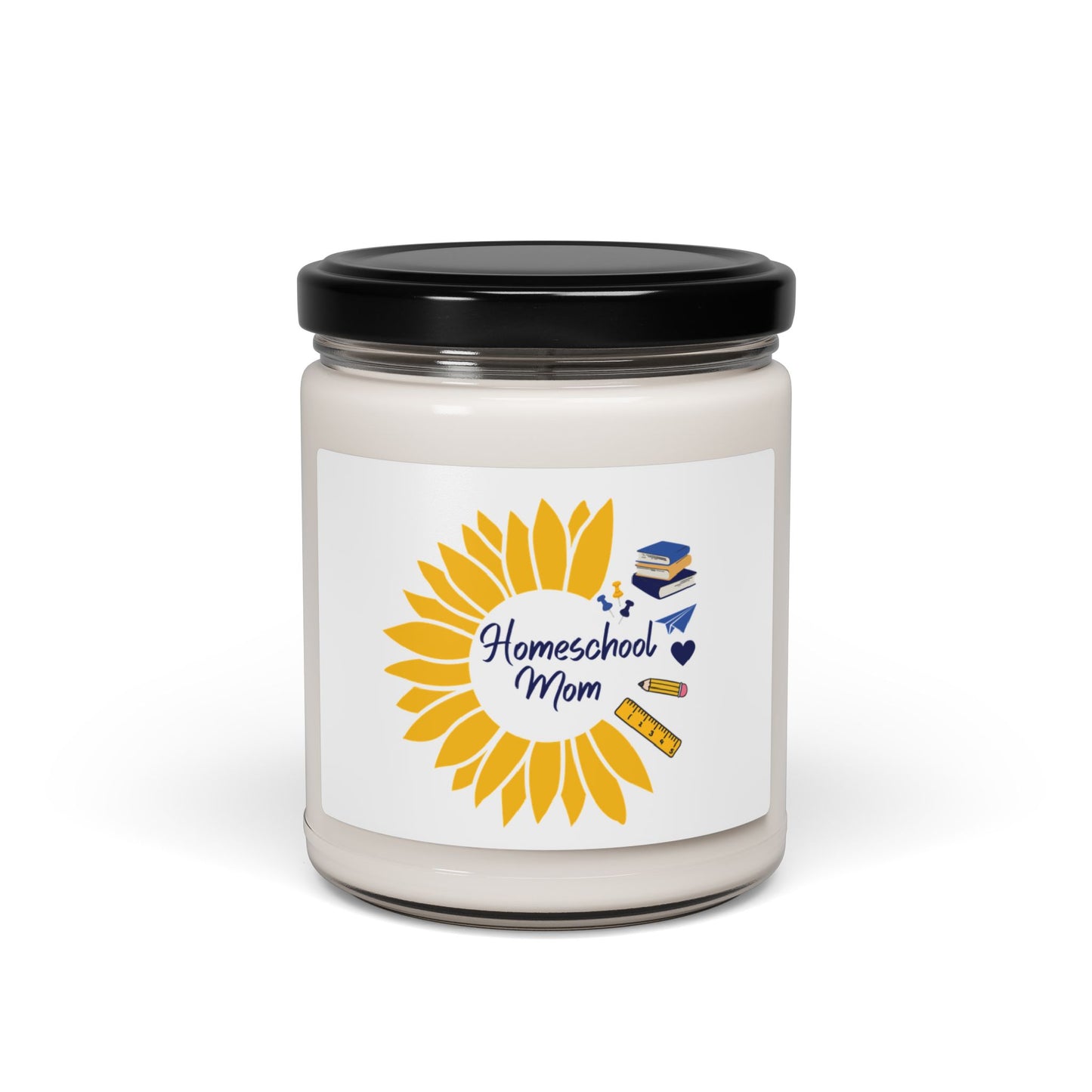 Homeschool Mom | Sunflower and School Supplies | Scented Soy Candle, 9oz