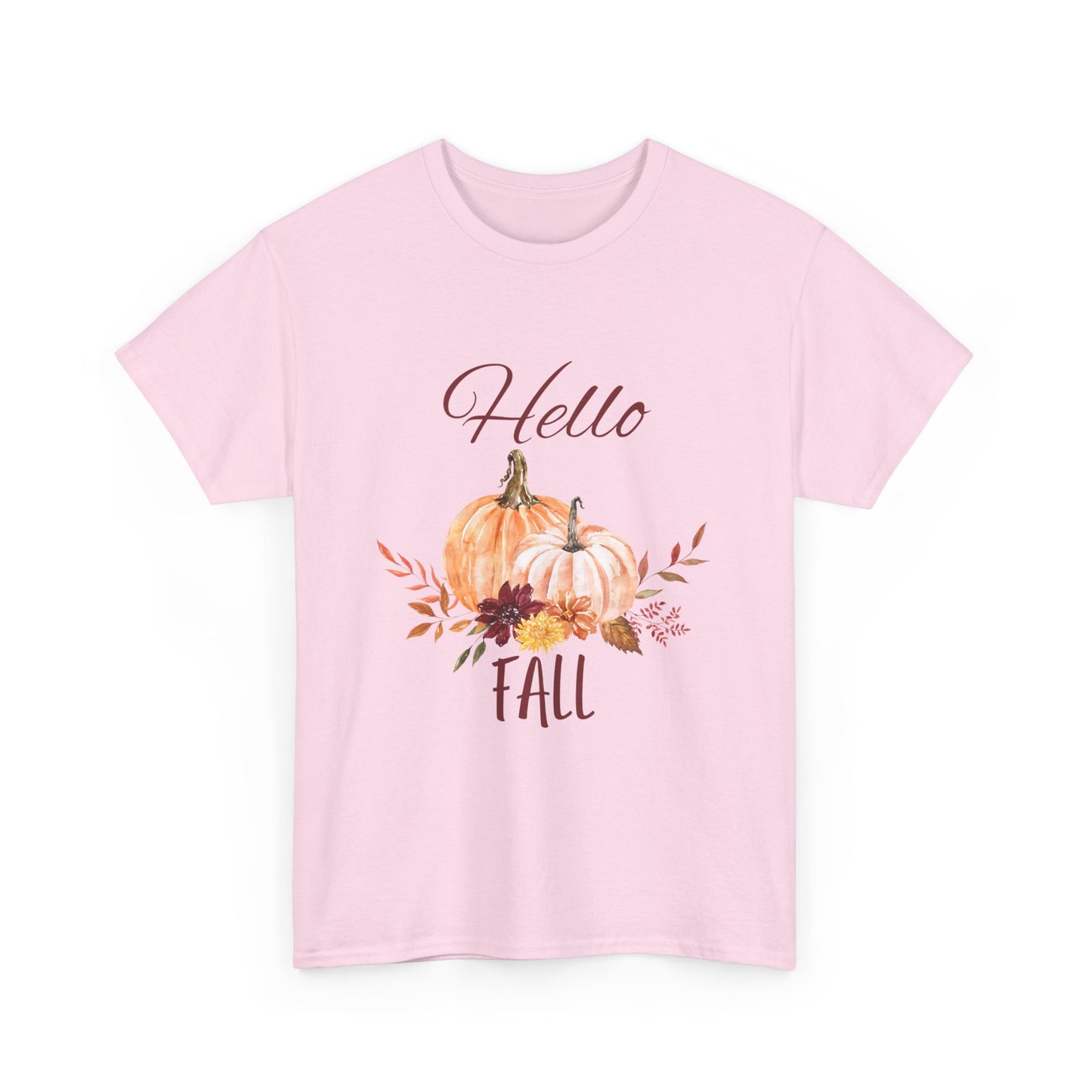 Hello Fall Unisex Tee - Fall Colors, Pumpkins, & Leaves