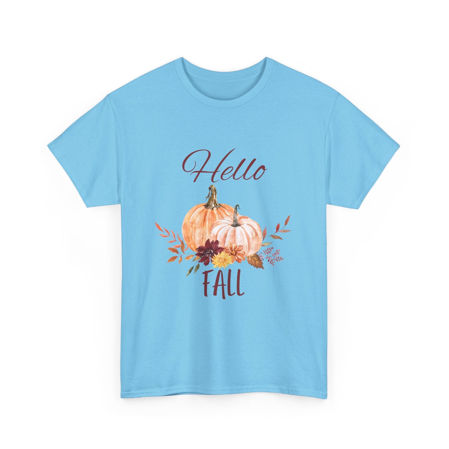 Hello Fall Unisex Tee - Fall Colors, Pumpkins, & Leaves