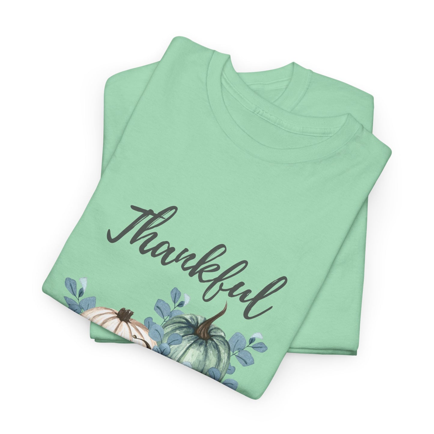 Thankful, Grateful & Blessed T-Shirt – Pumpkin & Leaves Design | Fall shirt | Fall clothing