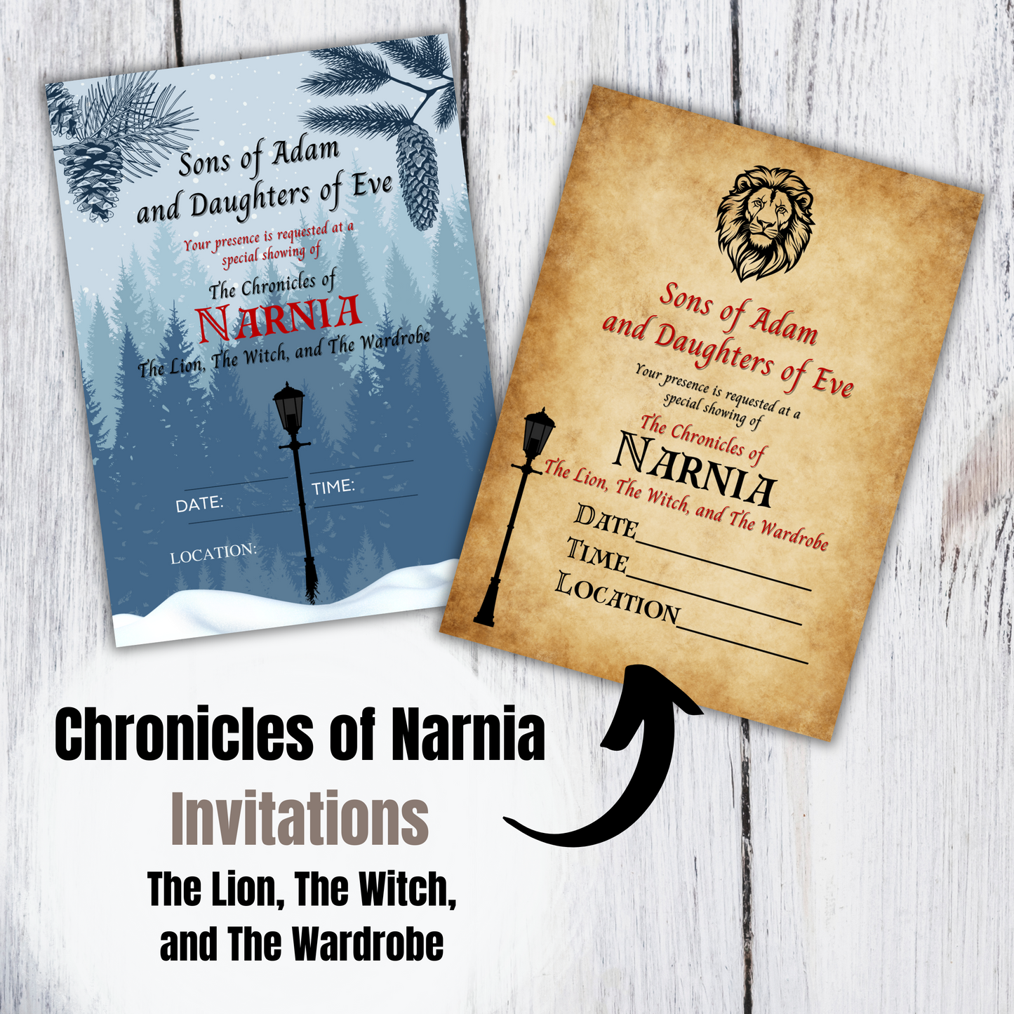 Chronicles of Narnia Party Invitations - The Lion, The Witch, and The Wardrobe