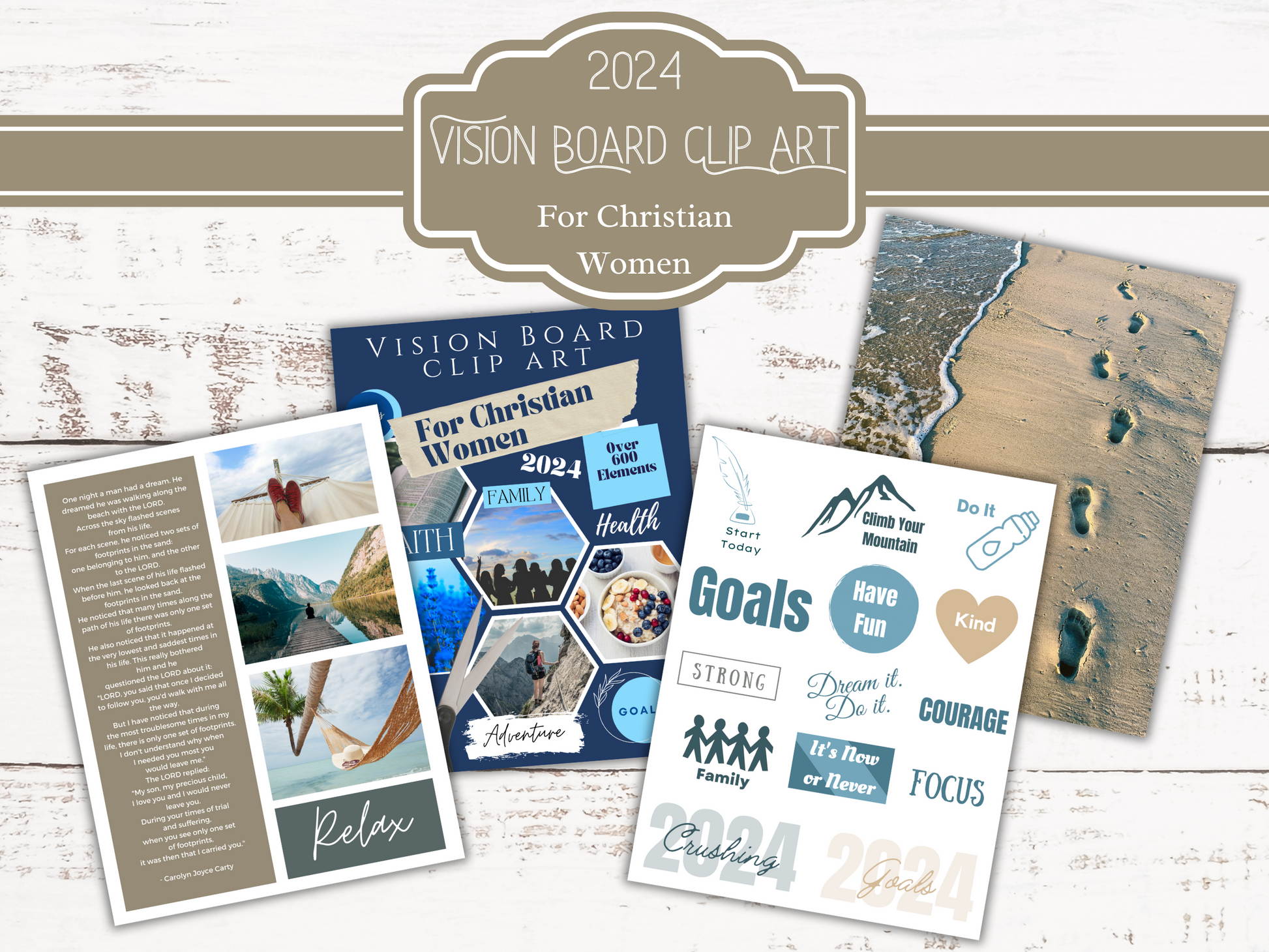 2024 Vision Board Clip Art for Christian Women