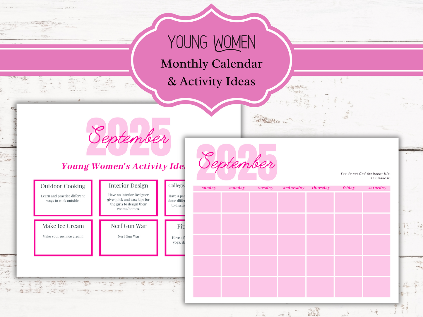 Young Women's Calendar and Activity Ideas for 2025