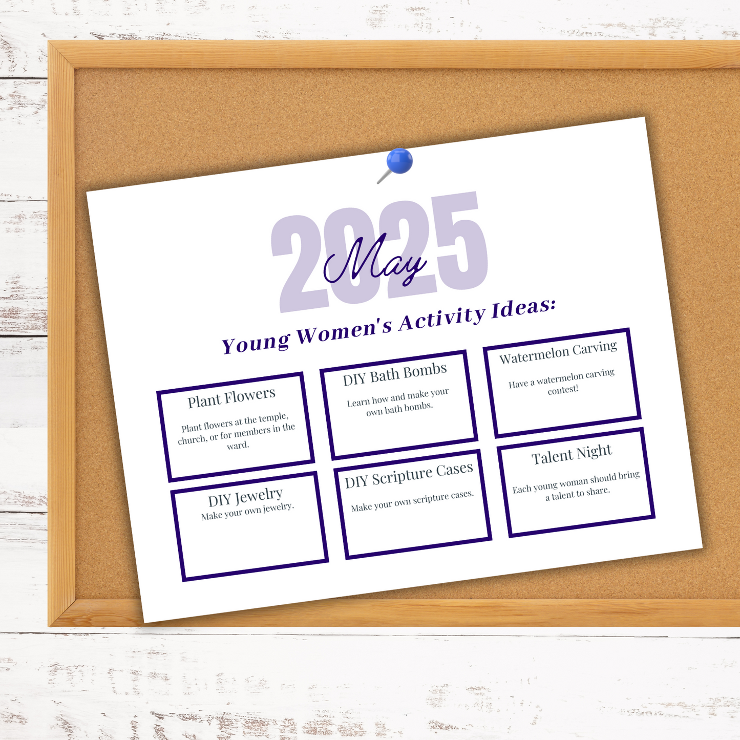 Young Women's Calendar and Activity Ideas for 2025