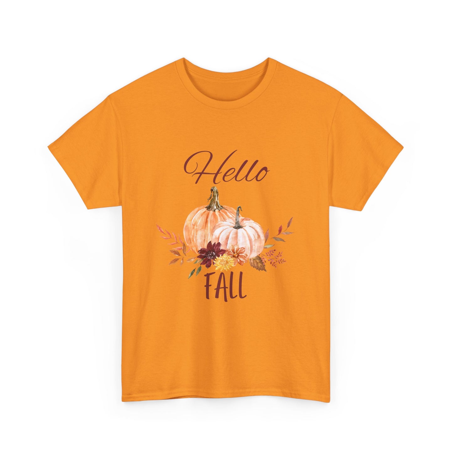 Hello Fall Unisex Tee - Fall Colors, Pumpkins, & Leaves