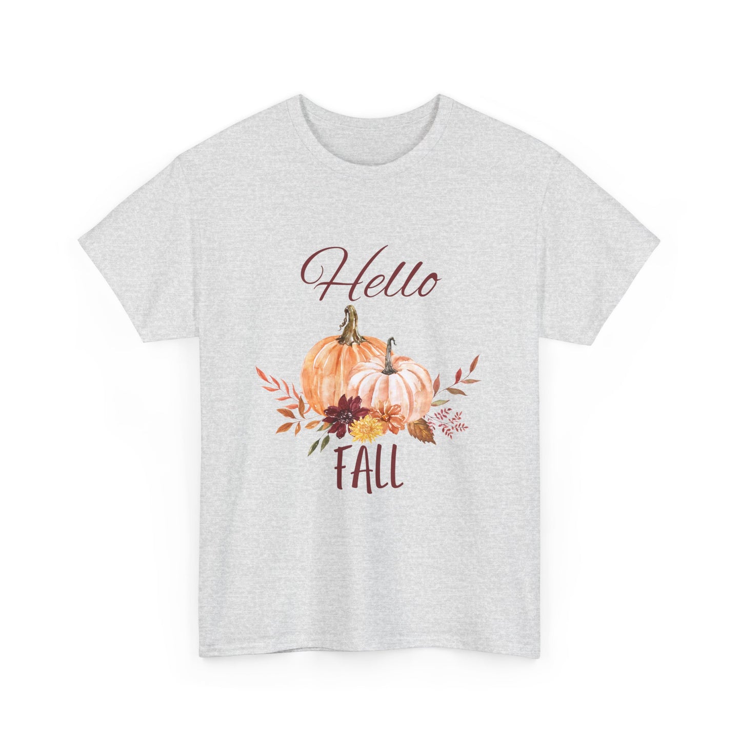 Hello Fall Unisex Tee - Fall Colors, Pumpkins, & Leaves