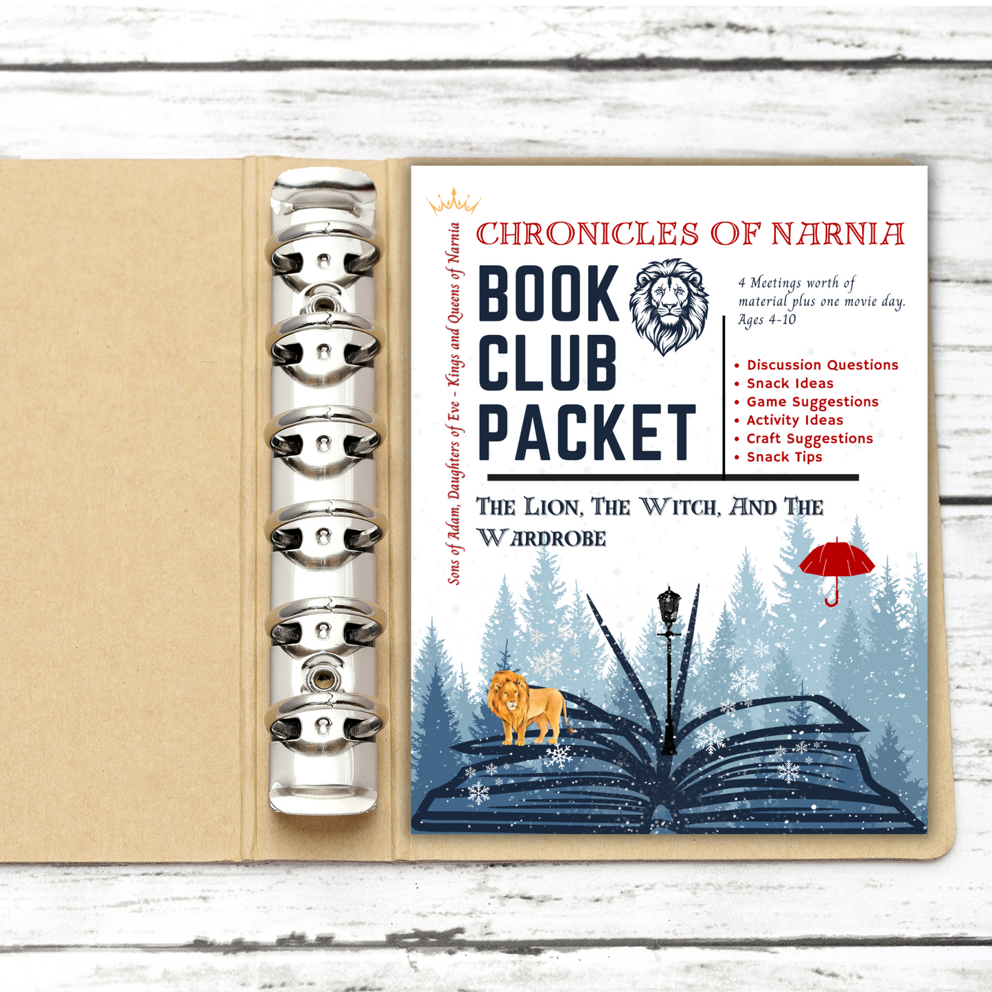 Chronicles of Narnia | Book Club Packet for 'The Lion, The Witch, and The Wardrobe' | Homeschool Book Club | Kids Book Club