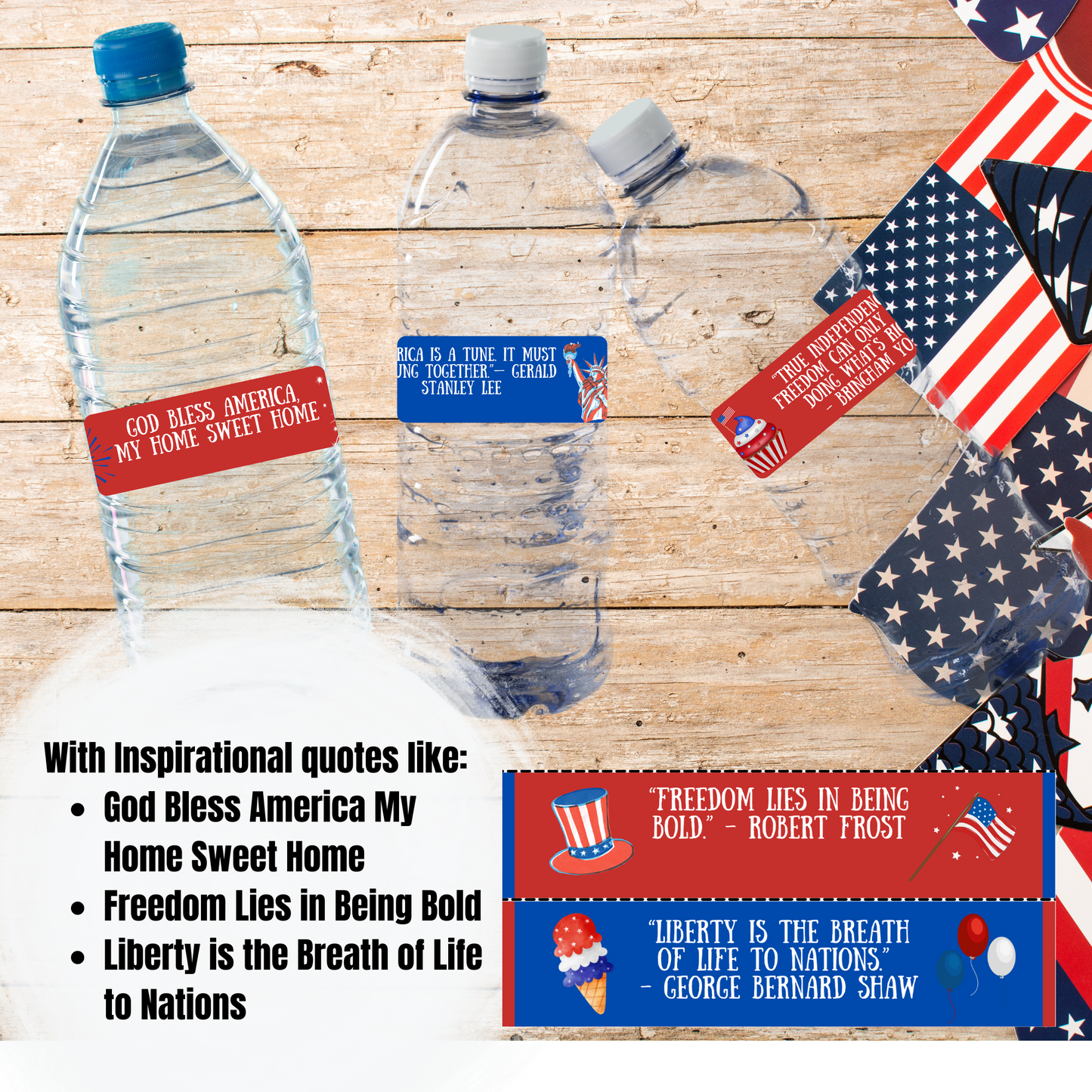 4th of July Labels | Inspirational Quotes | Freedom | Liberty | America | USA