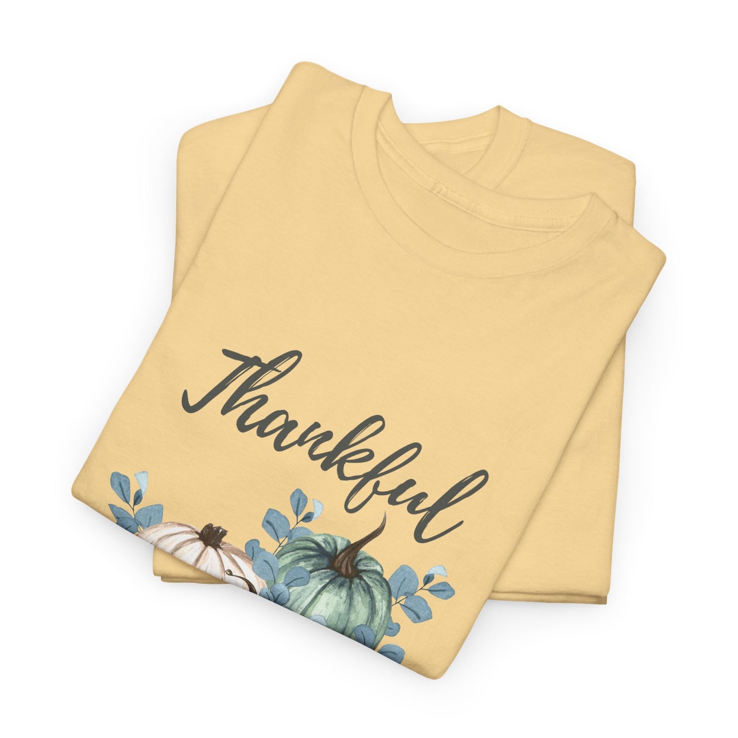 Thankful, Grateful & Blessed T-Shirt – Pumpkin & Leaves Design | Fall shirt | Fall clothing