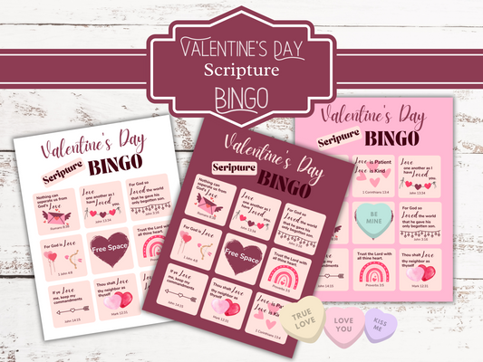 Valentine Bingo | Scripture BINGO Cards for Valentine's Day | Valentine Gift | Valentine Printable