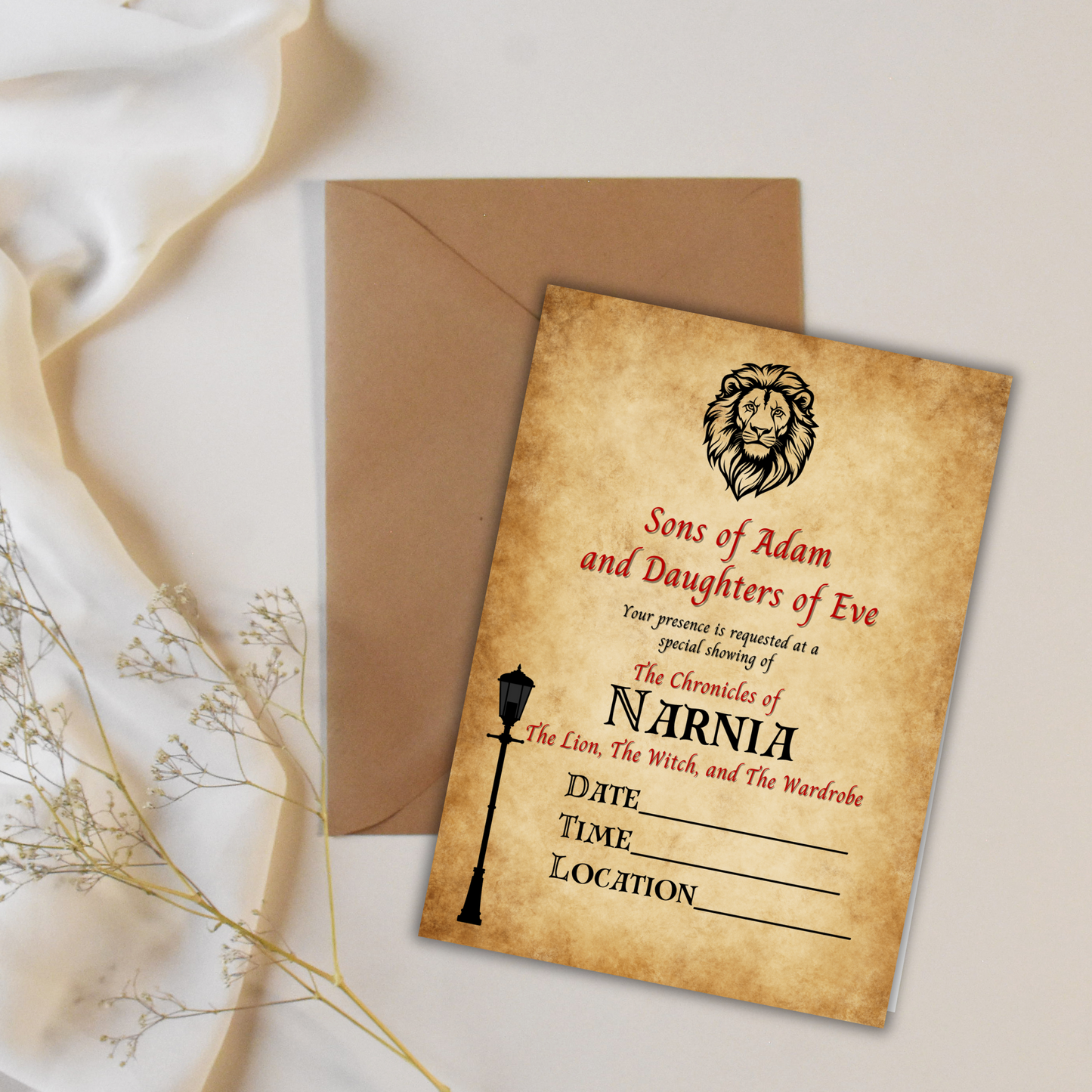 Chronicles of Narnia Party Invitations - The Lion, The Witch, and The Wardrobe