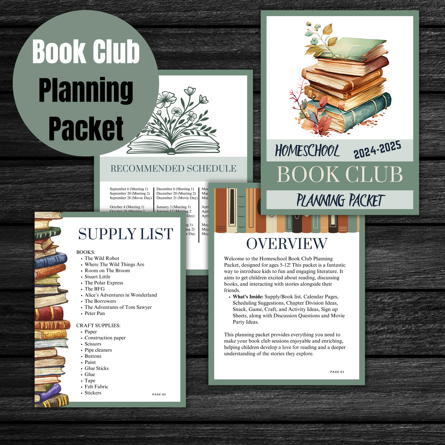 Homeschool Book Club Planning Packet 2024-2025