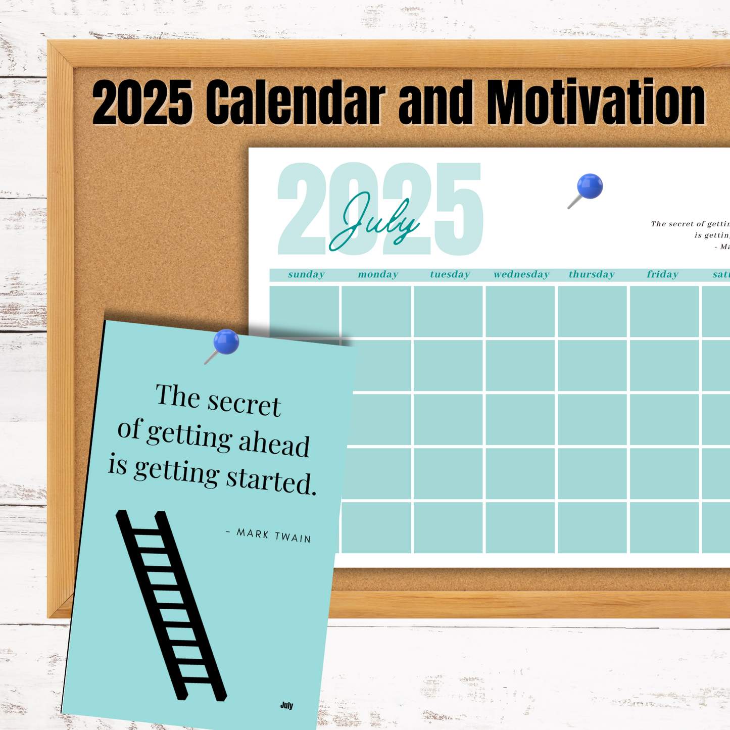 2025 Calendar with Motivation Cards | Yearly Organizer for Planning and Staying Inspired