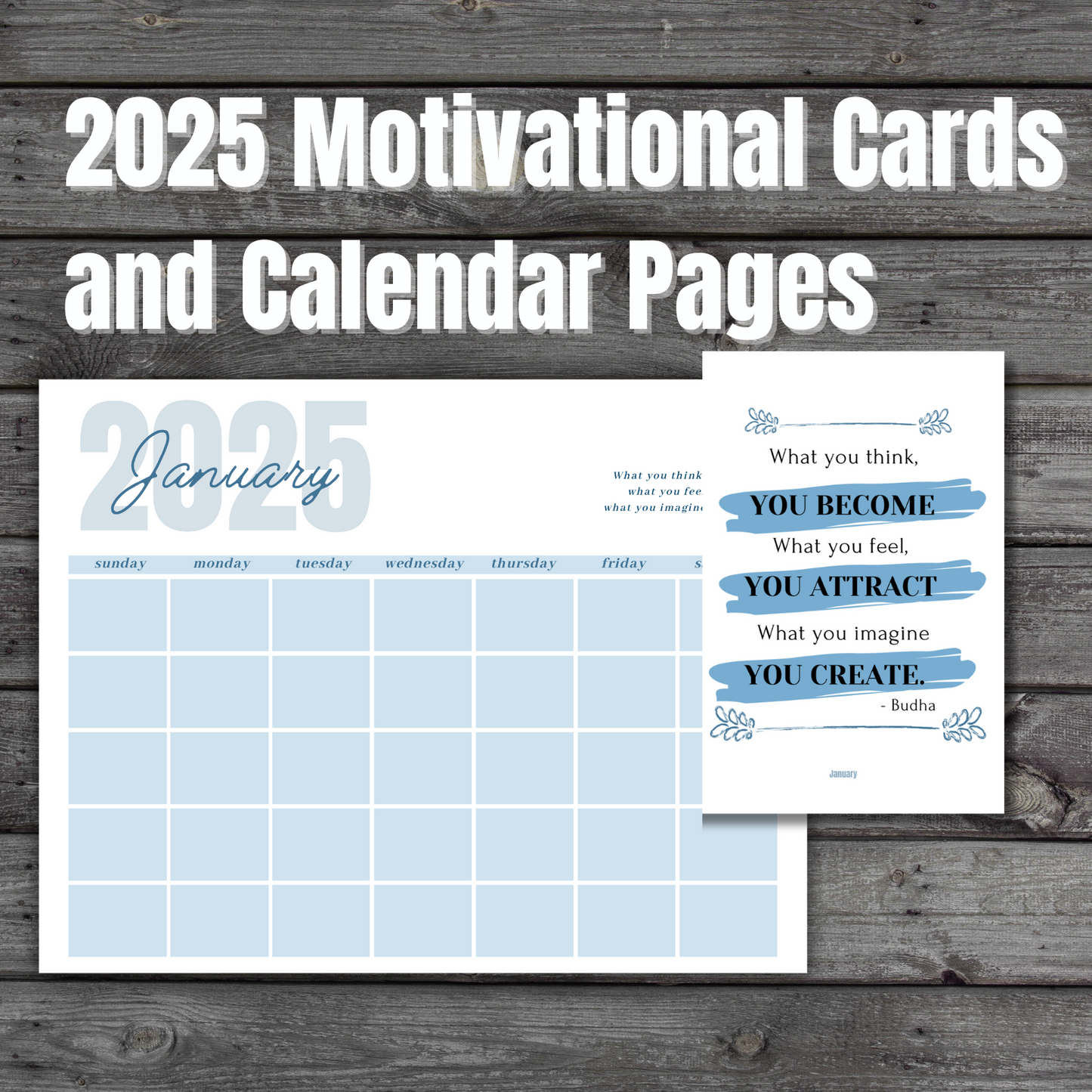 2025 Calendar with Motivation Cards | Yearly Organizer for Planning and Staying Inspired