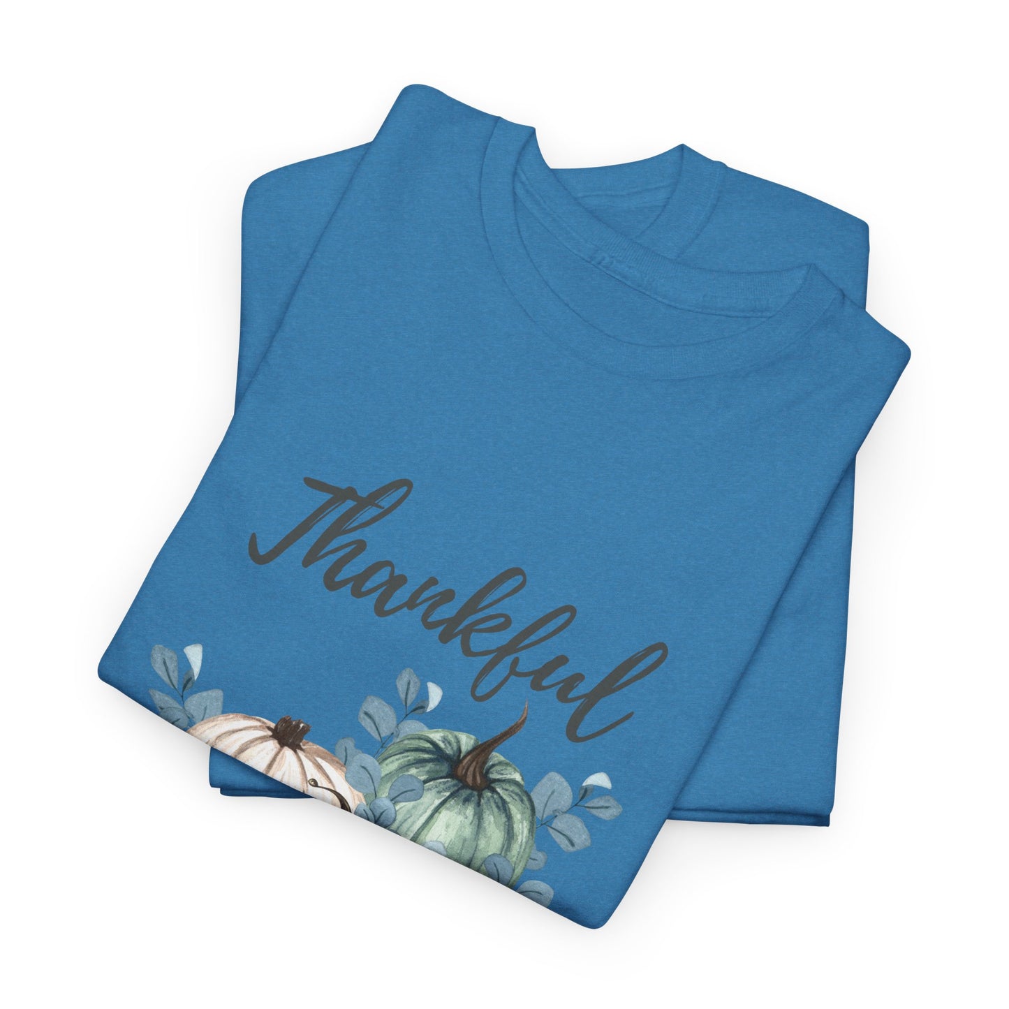 Thankful, Grateful & Blessed T-Shirt – Pumpkin & Leaves Design | Fall shirt | Fall clothing