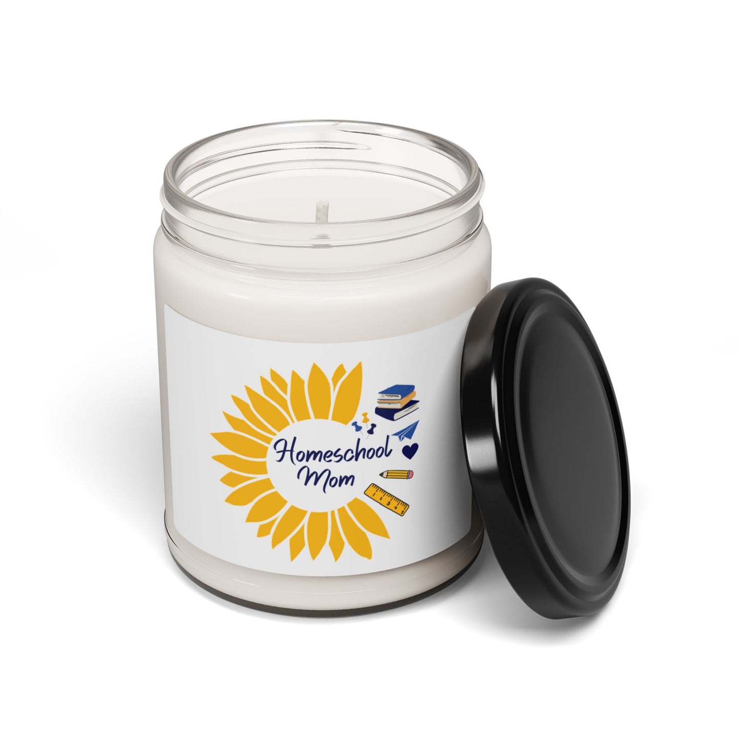 Homeschool Mom | Sunflower and School Supplies | Scented Soy Candle, 9oz