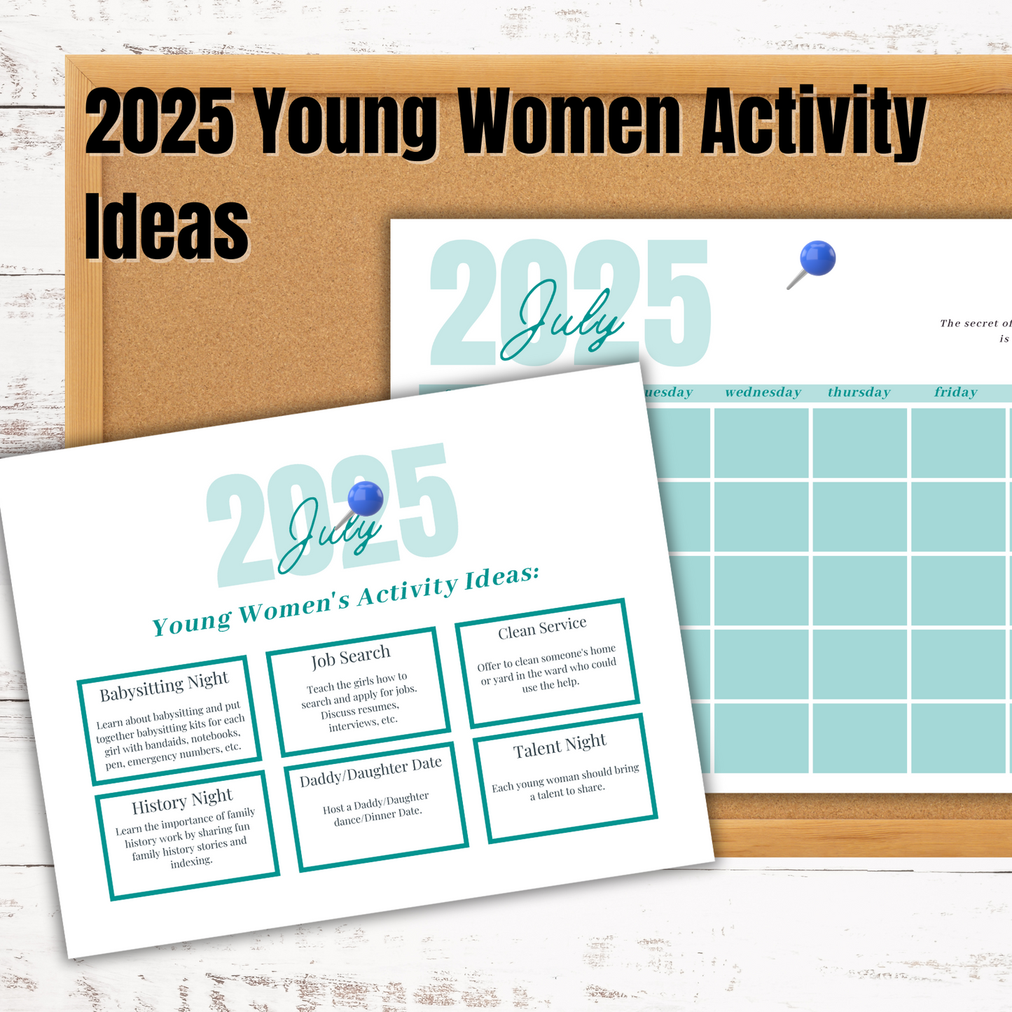 Young Women's Calendar and Activity Ideas for 2025