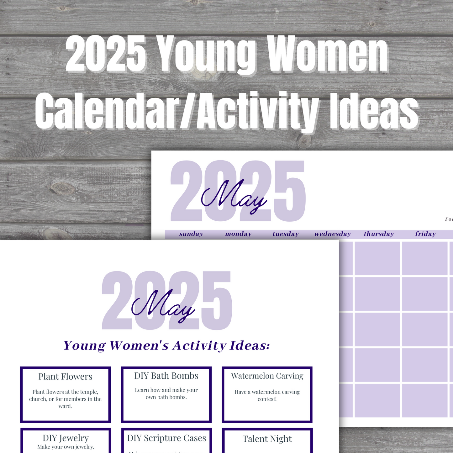 Young Women's Calendar and Activity Ideas for 2025