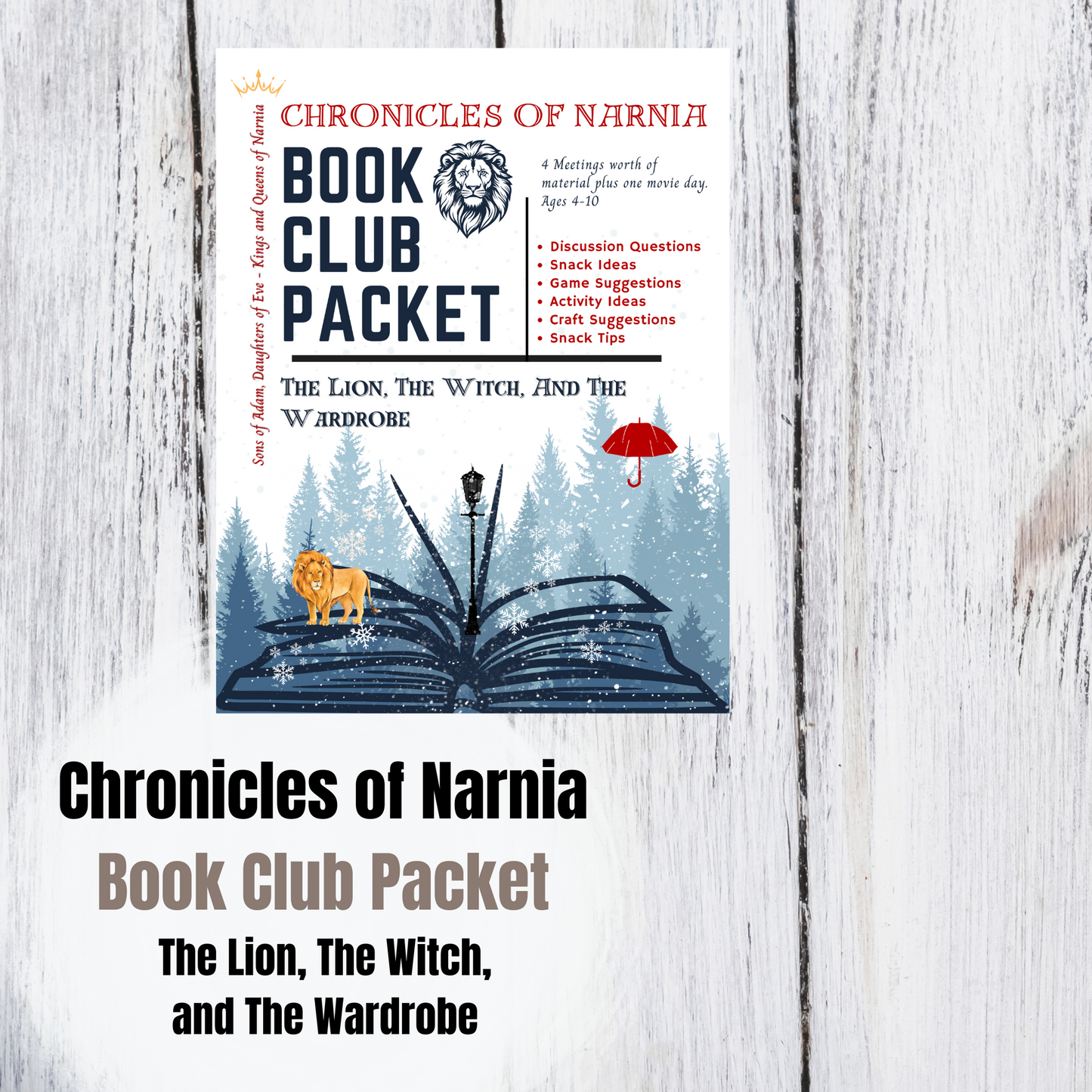 Chronicles of Narnia | Book Club Packet for 'The Lion, The Witch, and The Wardrobe' | Homeschool Book Club | Kids Book Club