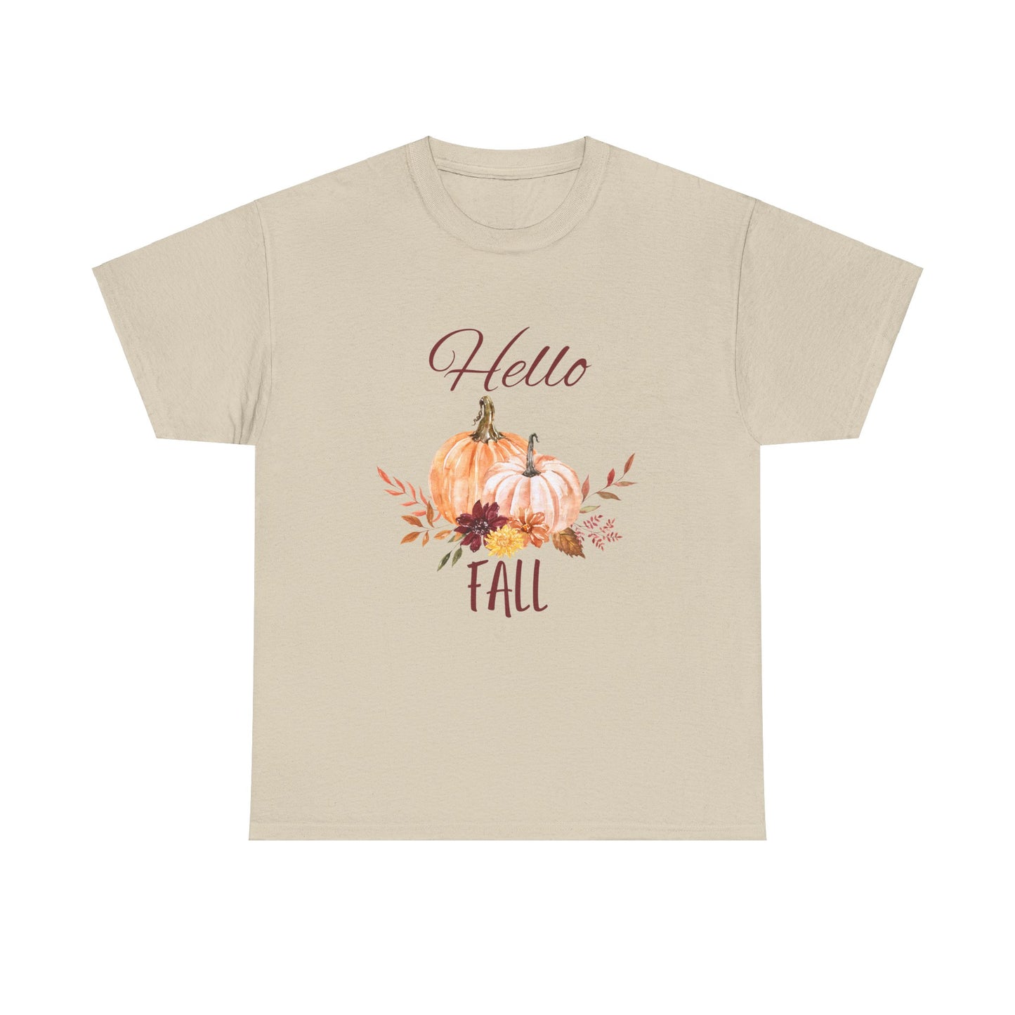 Hello Fall Unisex Tee - Fall Colors, Pumpkins, & Leaves