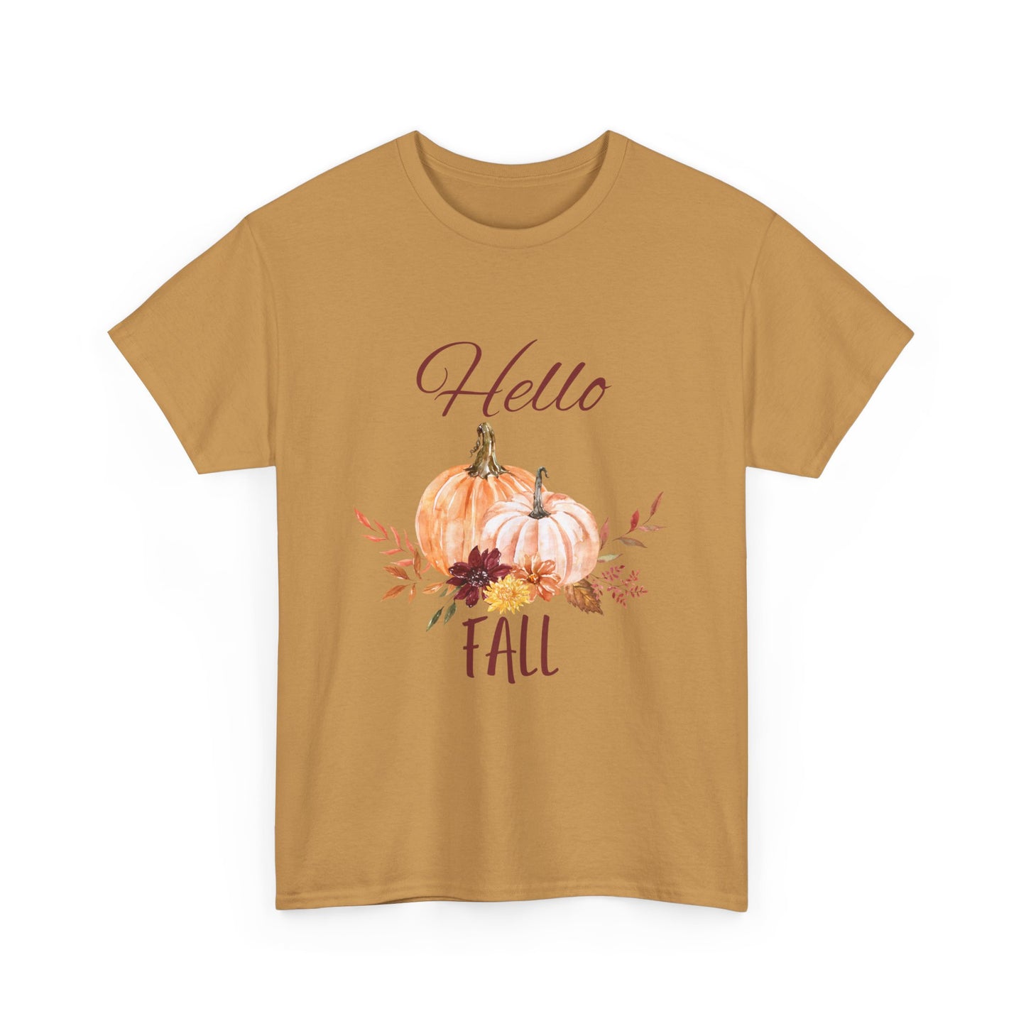 Hello Fall Unisex Tee - Fall Colors, Pumpkins, & Leaves