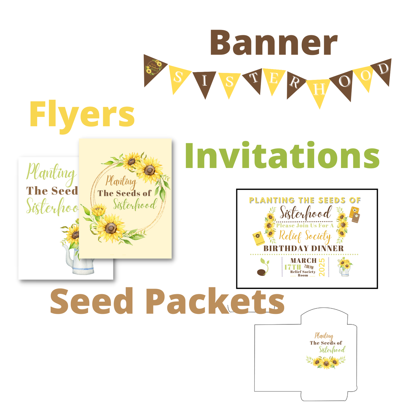 2025 Relief Society Birthday Packet | Invitations & Party Supplies for LDS Women | Sunflowers