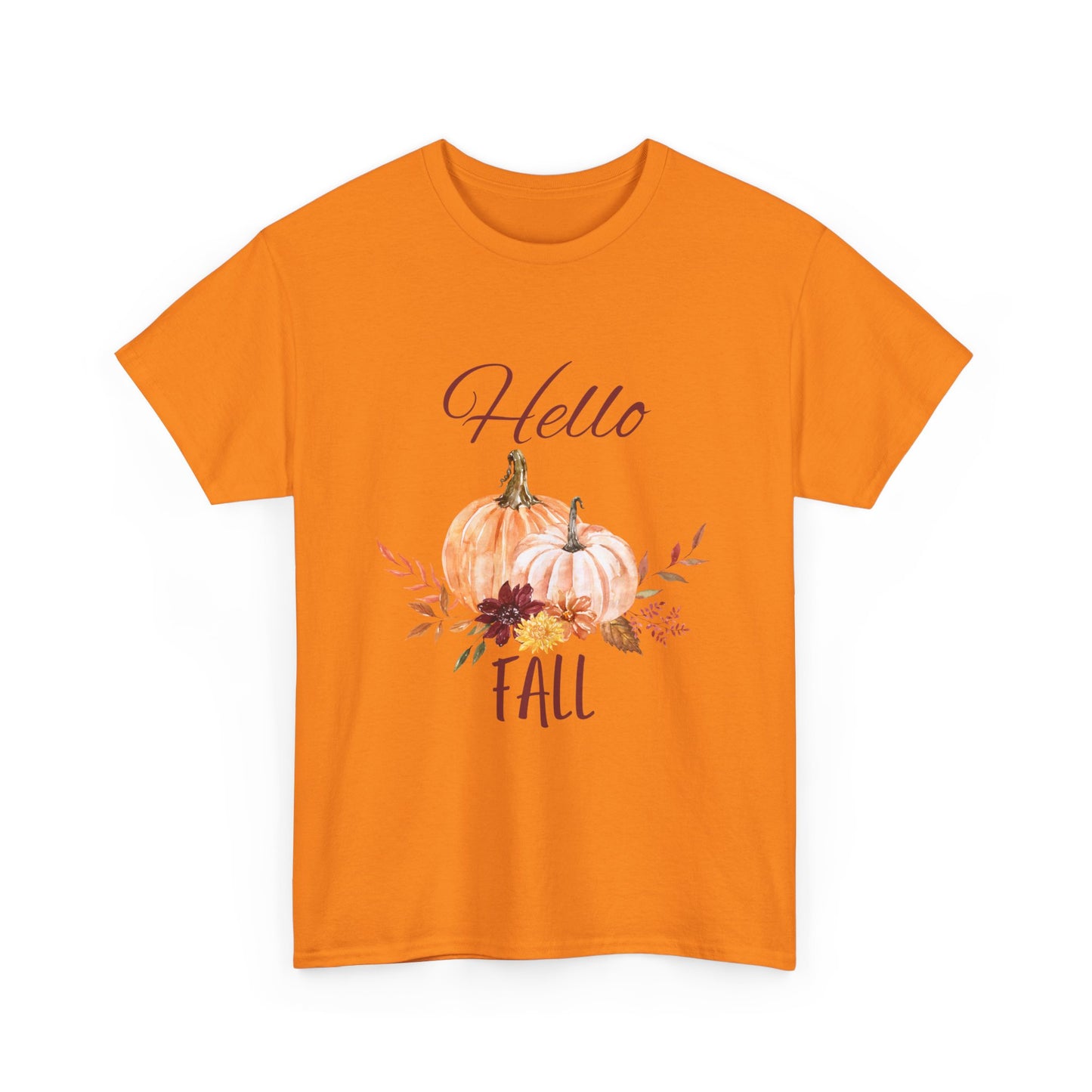 Hello Fall Unisex Tee - Fall Colors, Pumpkins, & Leaves