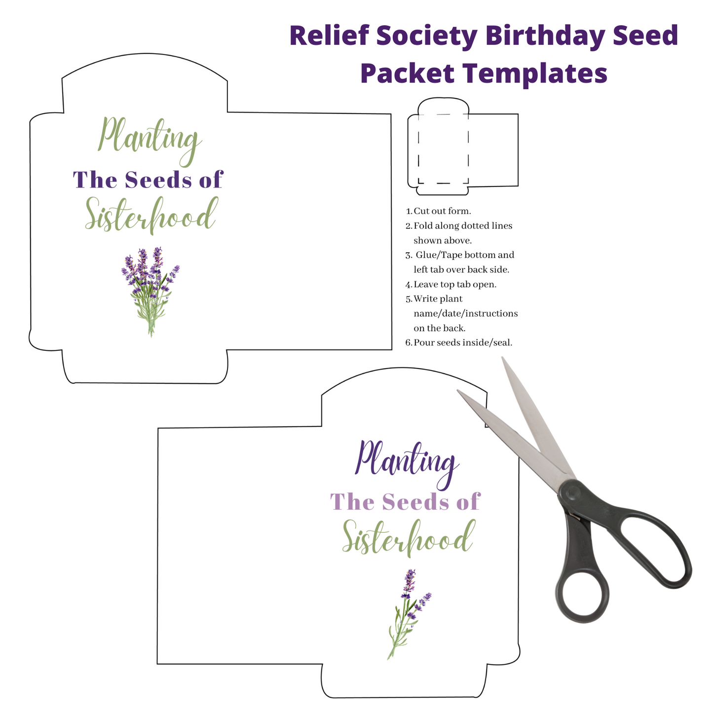 Relief Society Birthday Invite Packet | Customizable & Instant Download | Lavender