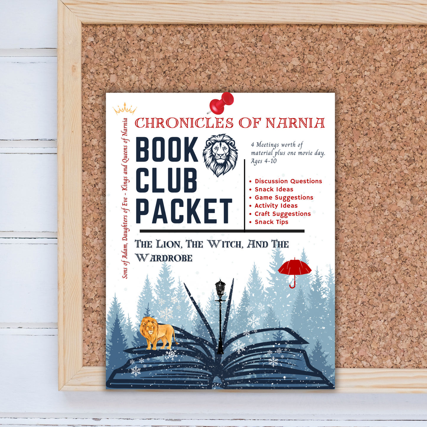 Chronicles of Narnia | Book Club Packet for 'The Lion, The Witch, and The Wardrobe' | Homeschool Book Club | Kids Book Club