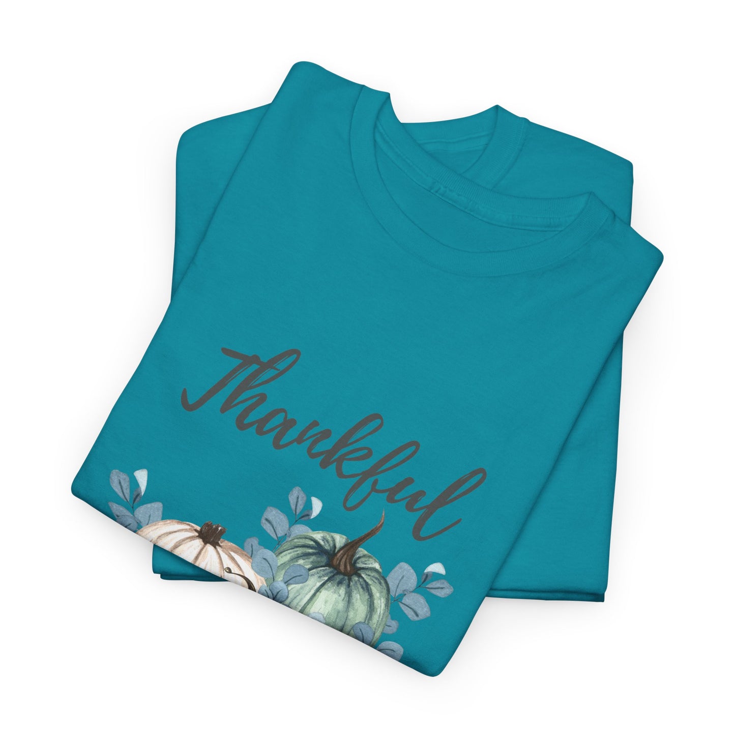 Thankful, Grateful & Blessed T-Shirt – Pumpkin & Leaves Design | Fall shirt | Fall clothing