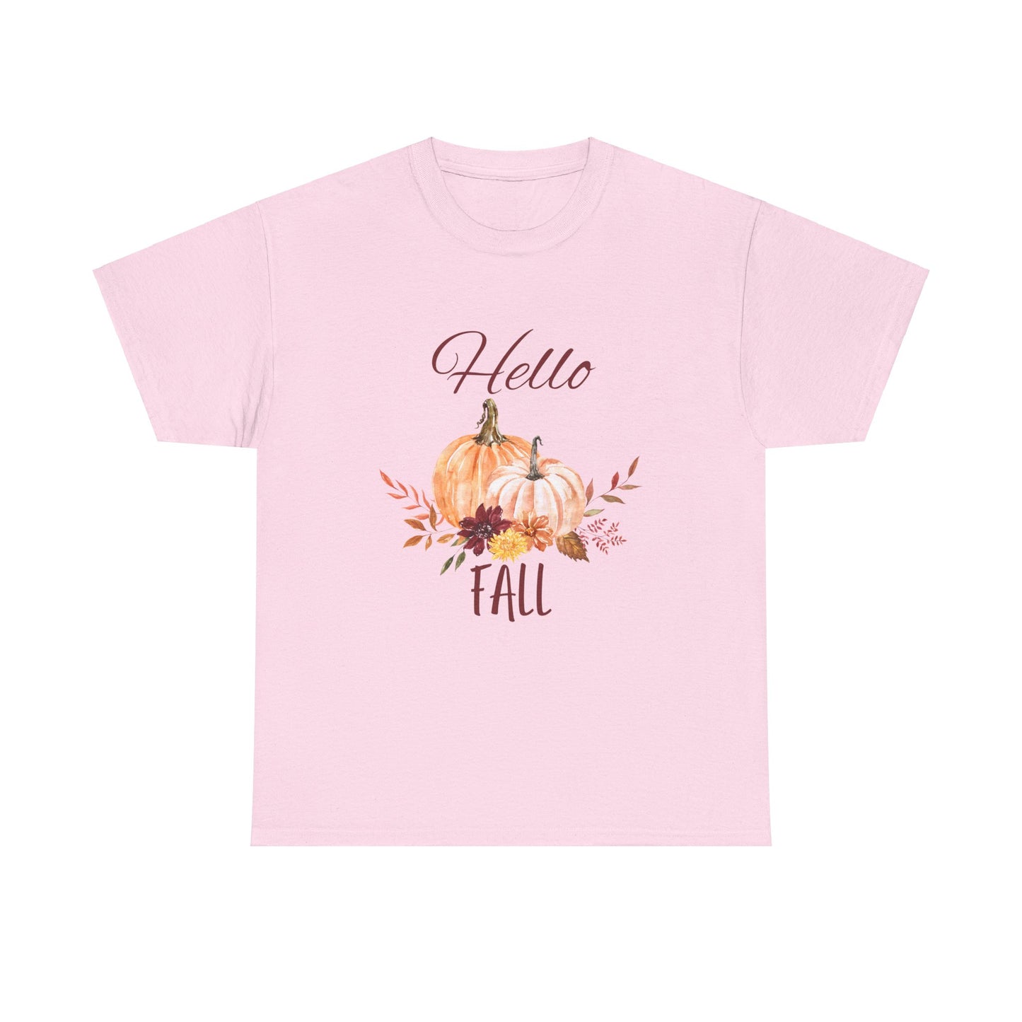 Hello Fall Unisex Tee - Fall Colors, Pumpkins, & Leaves