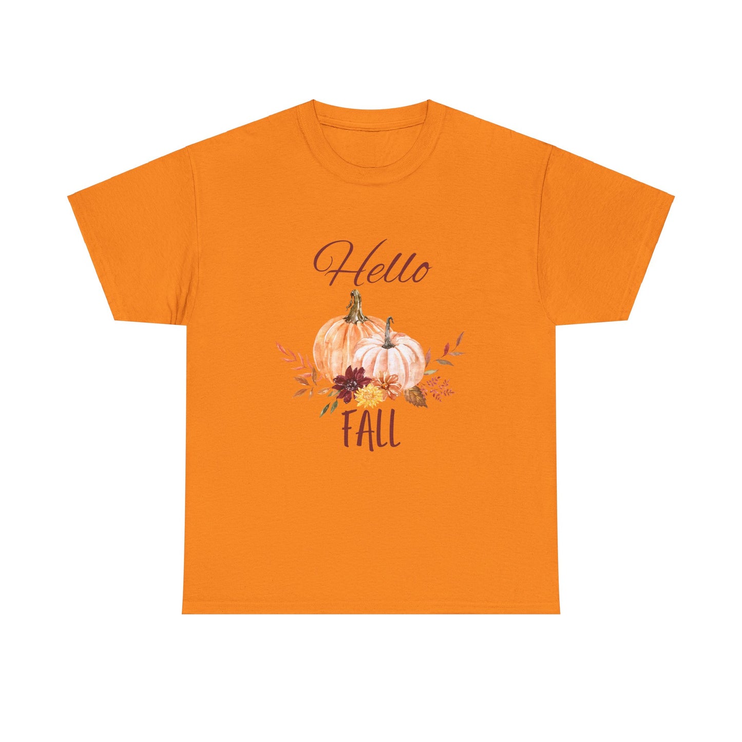 Hello Fall Unisex Tee - Fall Colors, Pumpkins, & Leaves