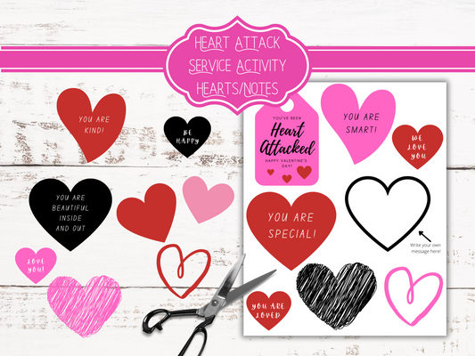 Valentine's Kindness Challenge: Heart Attack Printable Activity | Printable Youth Activity and Service Idea | Classroom Valentines |