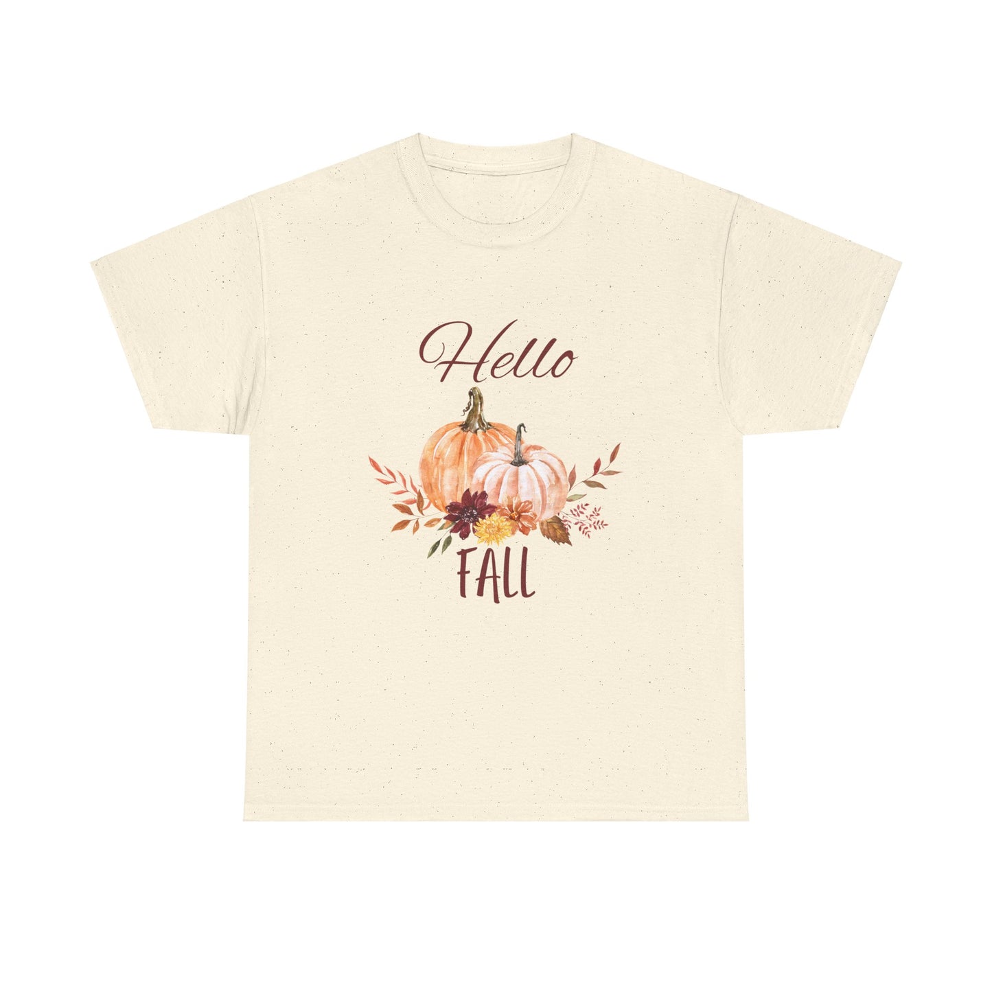 Hello Fall Unisex Tee - Fall Colors, Pumpkins, & Leaves