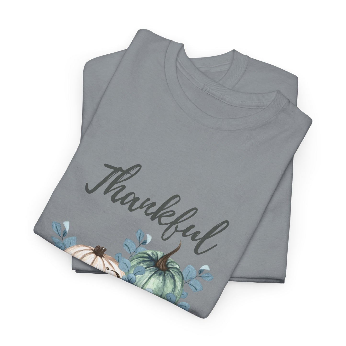 Thankful, Grateful & Blessed T-Shirt – Pumpkin & Leaves Design | Fall shirt | Fall clothing