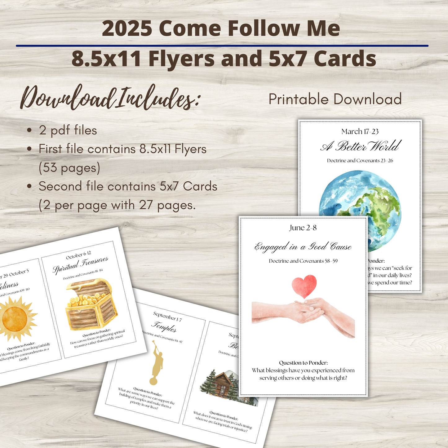 2025 Come Follow Me - Doctrine and Covenants Scripture Booklet | Weekly Scripture Study Cards with Illustrations