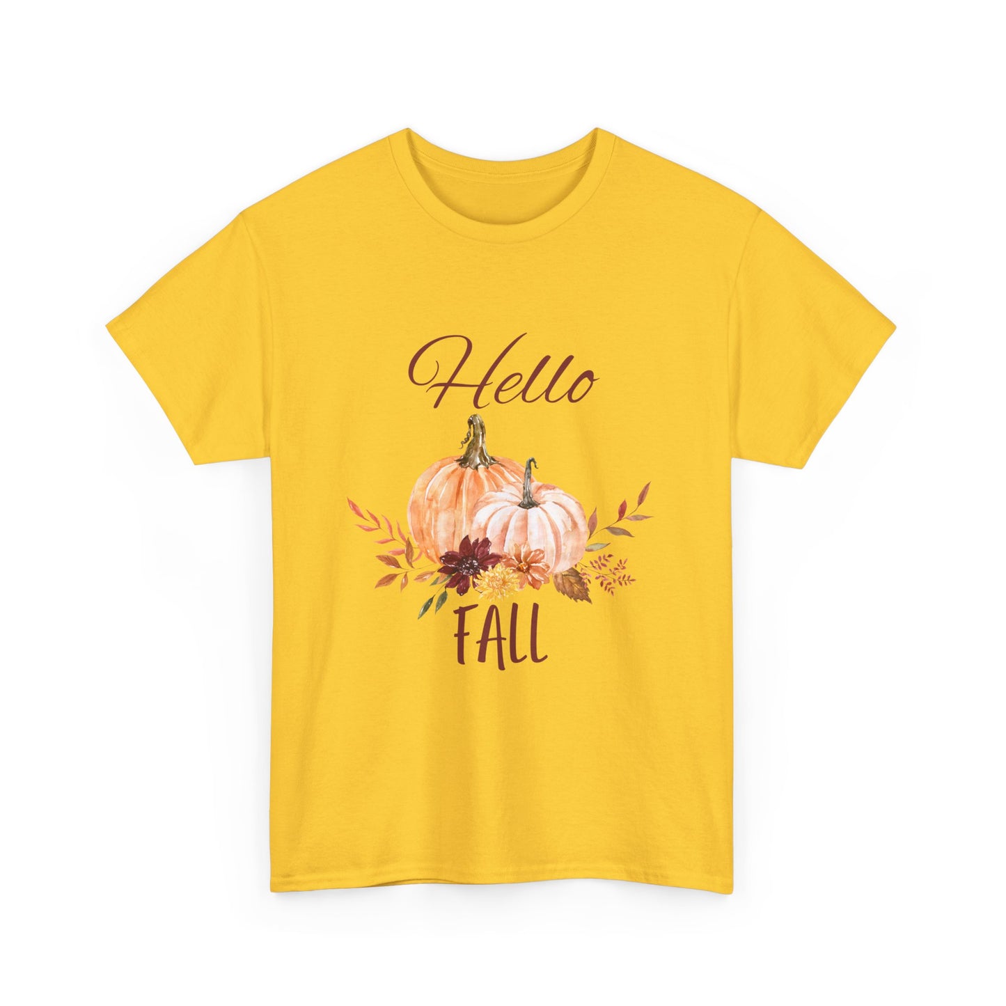 Hello Fall Unisex Tee - Fall Colors, Pumpkins, & Leaves