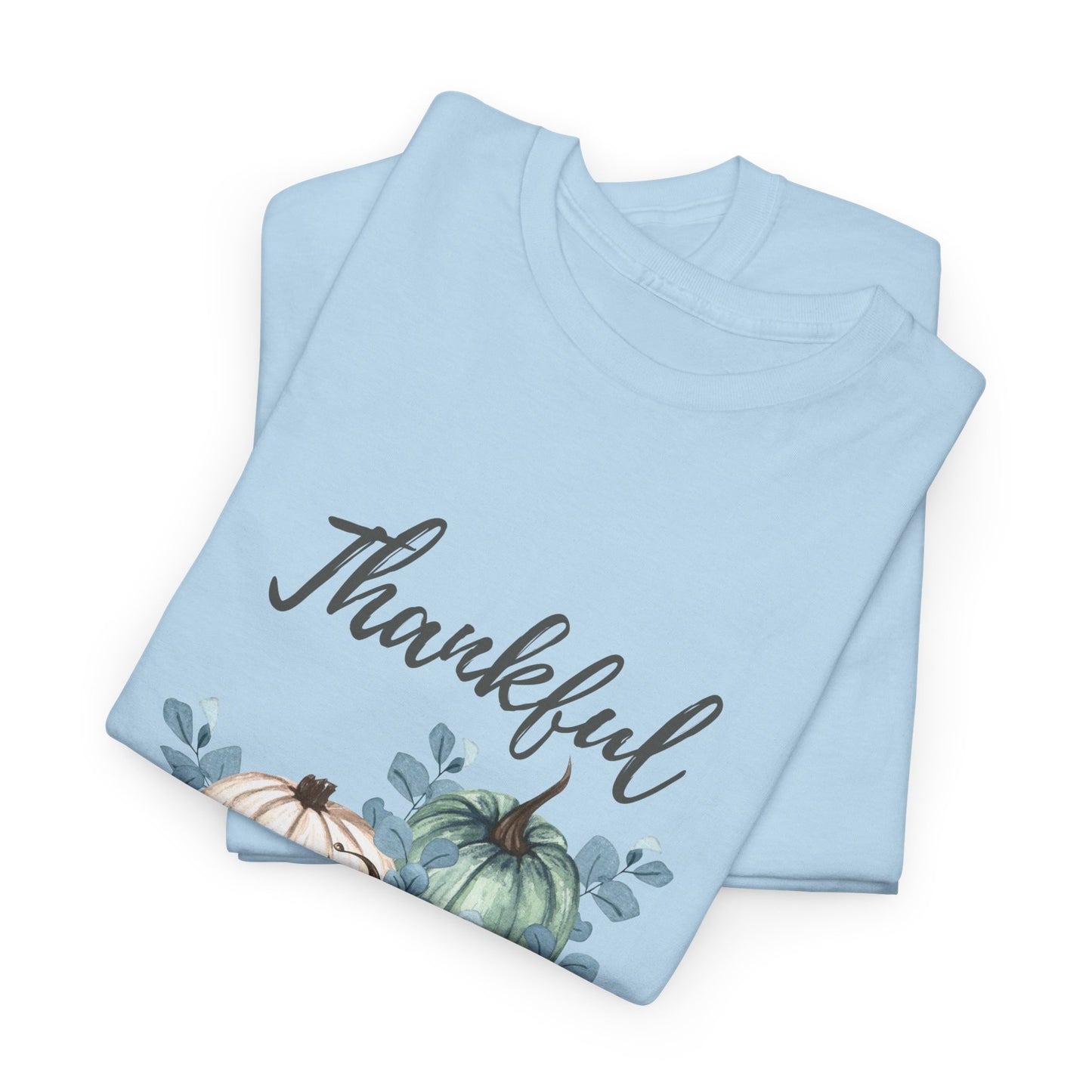 Thankful, Grateful & Blessed T-Shirt – Pumpkin & Leaves Design | Fall shirt | Fall clothing