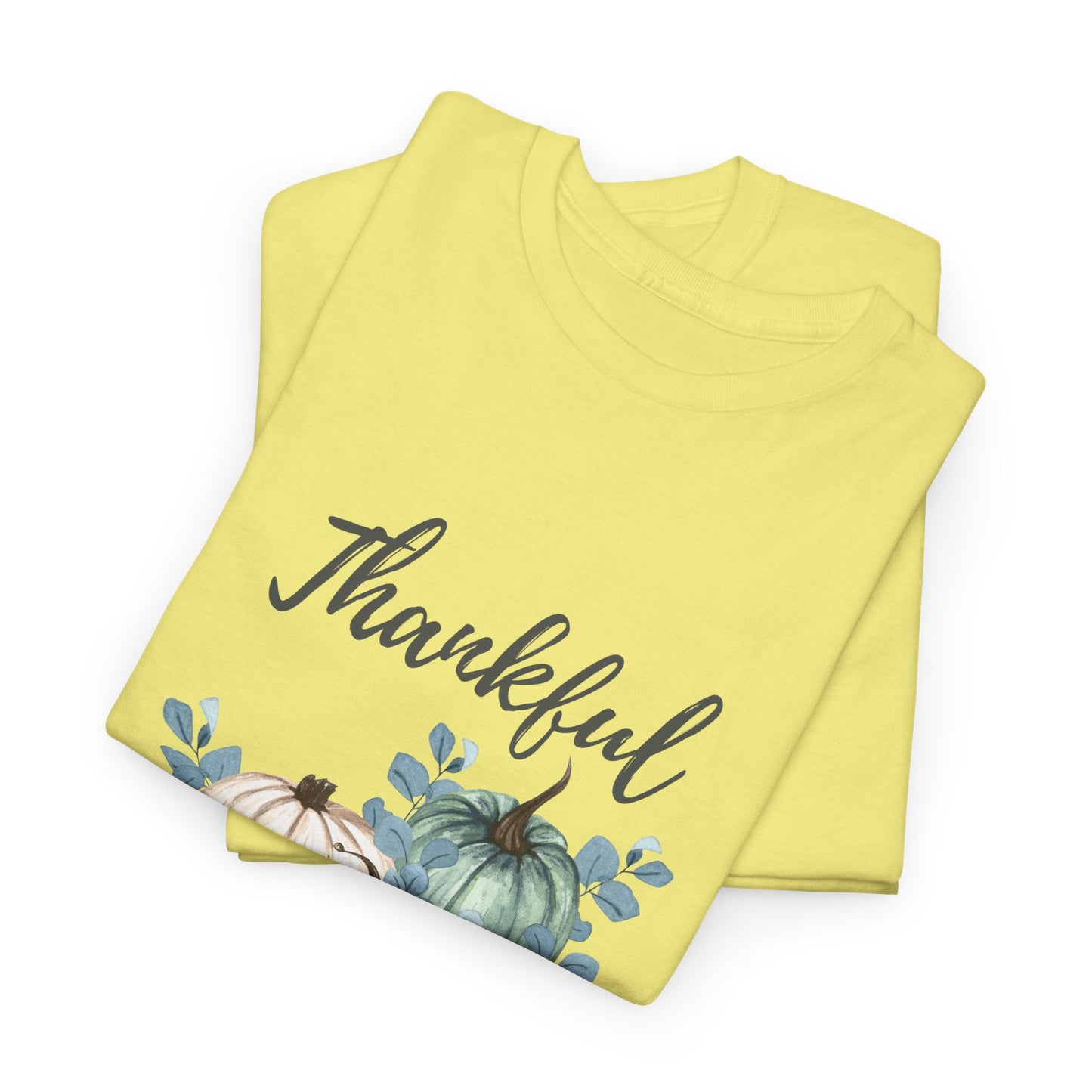 Thankful, Grateful & Blessed T-Shirt – Pumpkin & Leaves Design | Fall shirt | Fall clothing