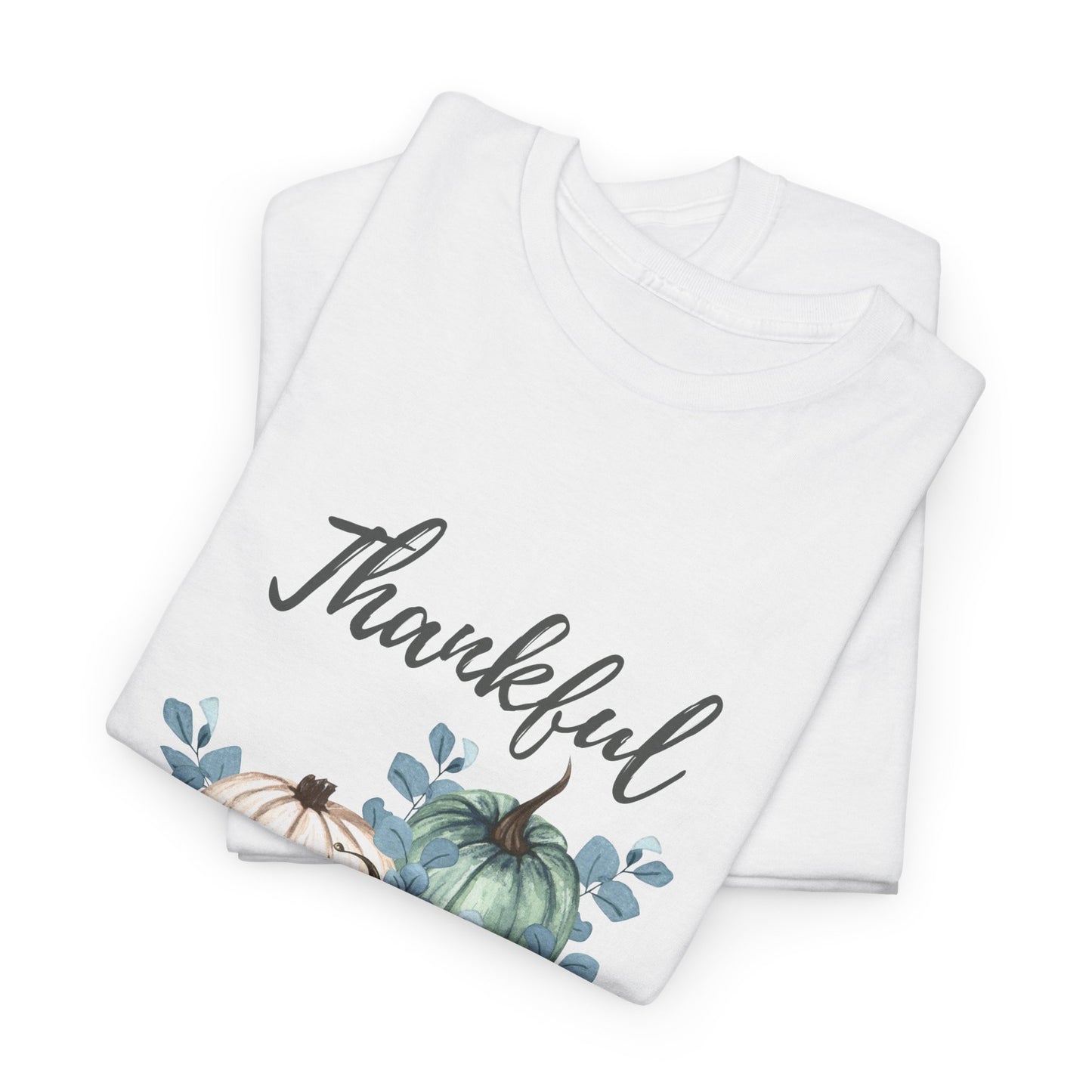 Thankful, Grateful & Blessed T-Shirt – Pumpkin & Leaves Design | Fall shirt | Fall clothing