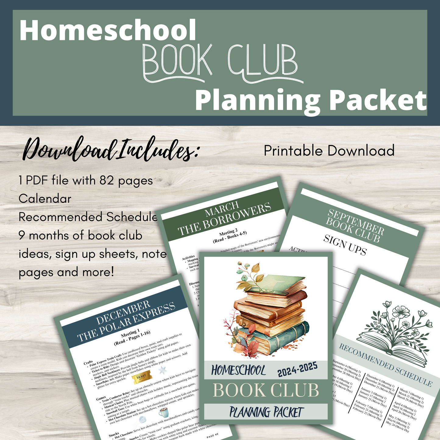 Homeschool Book Club Planning Packet 2024-2025