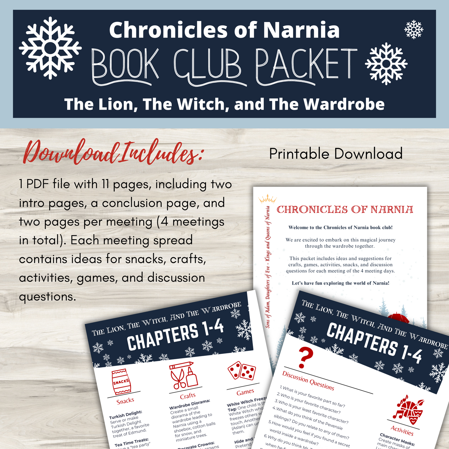 Chronicles of Narnia | Book Club Packet for 'The Lion, The Witch, and The Wardrobe' | Homeschool Book Club | Kids Book Club