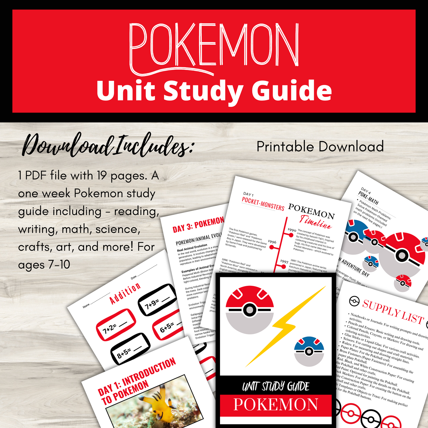 Pokemon Unit Study | Ages 7-10 | 1-Week