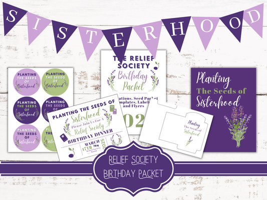 Relief Society Birthday Invite Packet | Customizable & Instant Download | Lavender