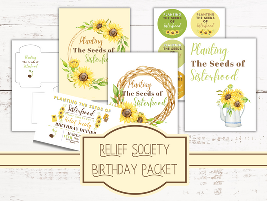 2025 Relief Society Birthday Packet | Invitations & Party Supplies for LDS Women | Sunflowers